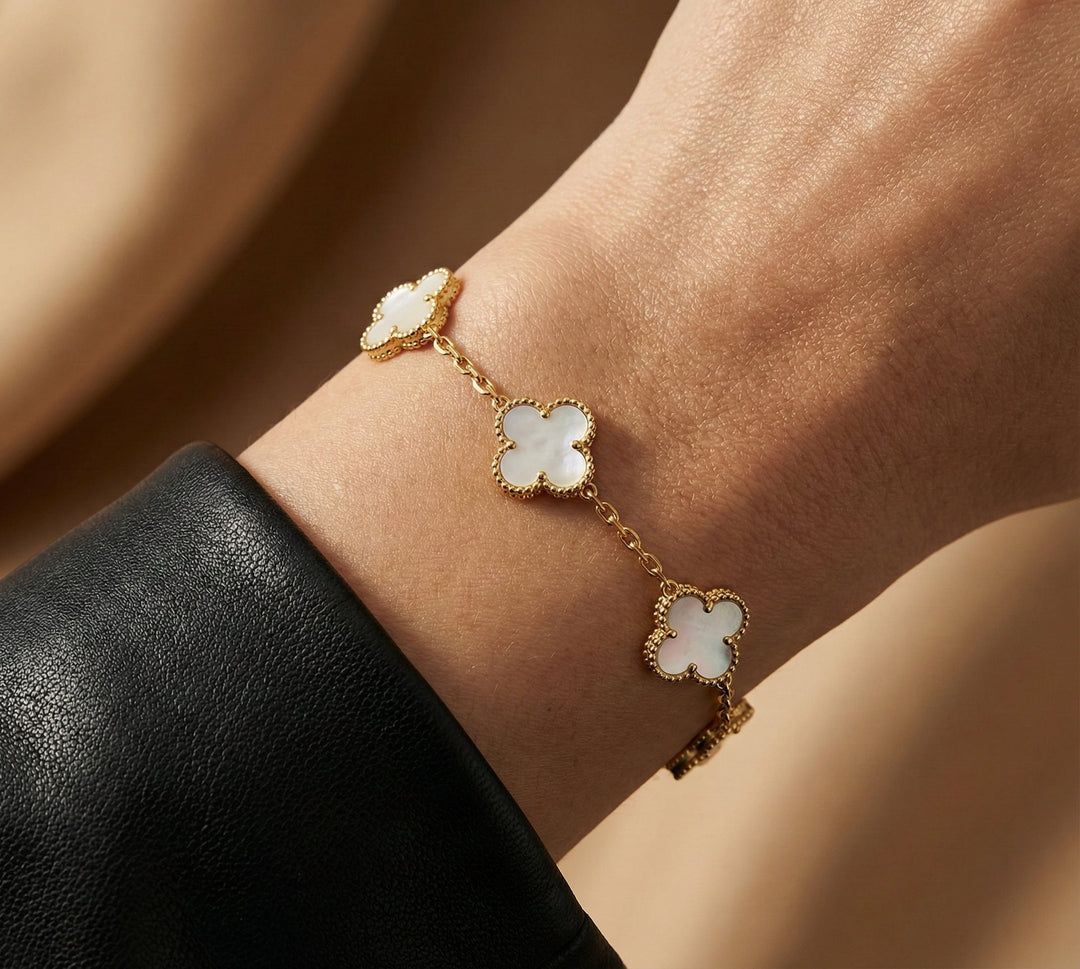 Bracelet trèfle blanc