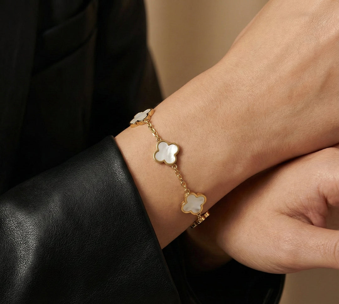 Bracelet trèfle blanc