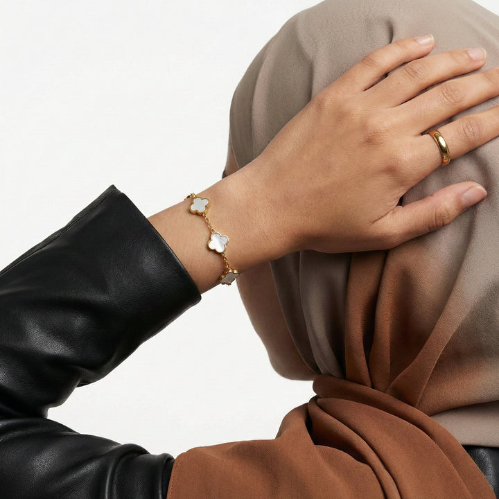 Bracelet trèfle blanc