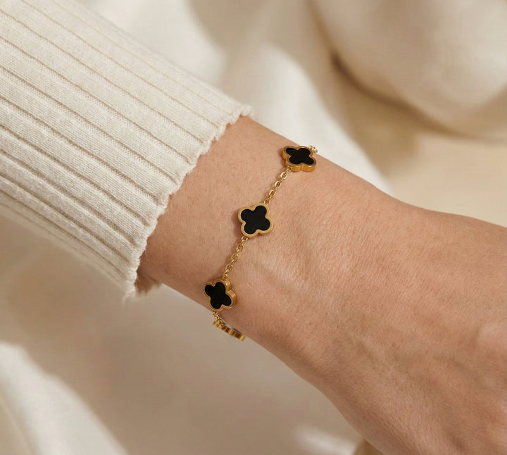 Bracelet trèfle noir