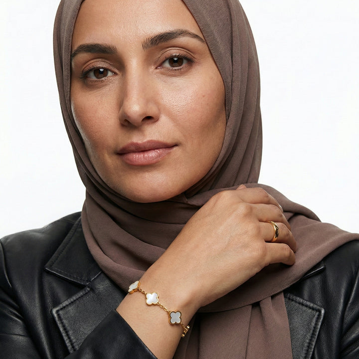 Bracelet trèfle blanc