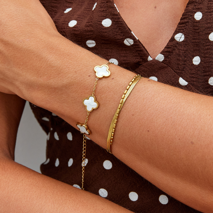 Bracelet trèfle blanc
