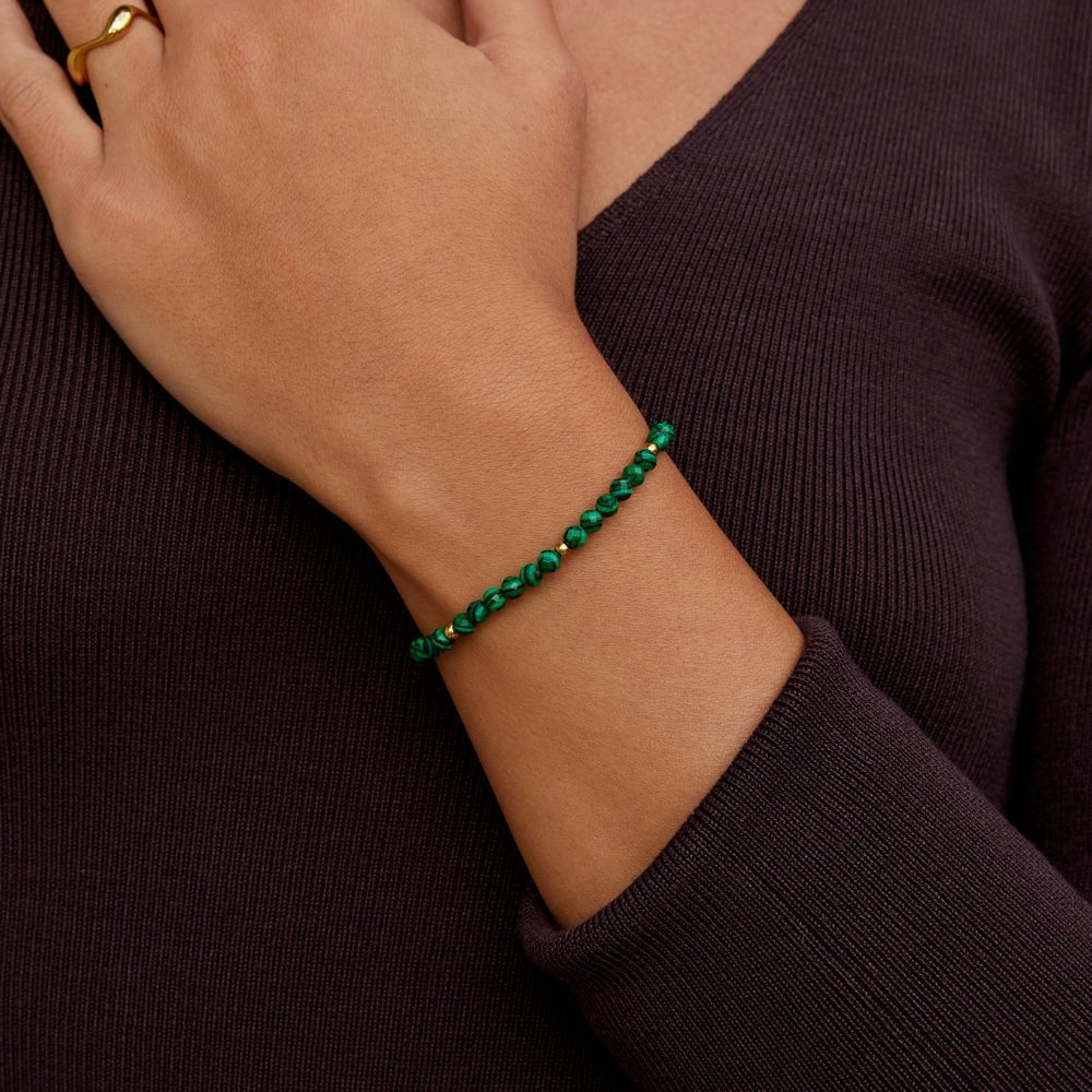 Bracelet perlé vert émeraude