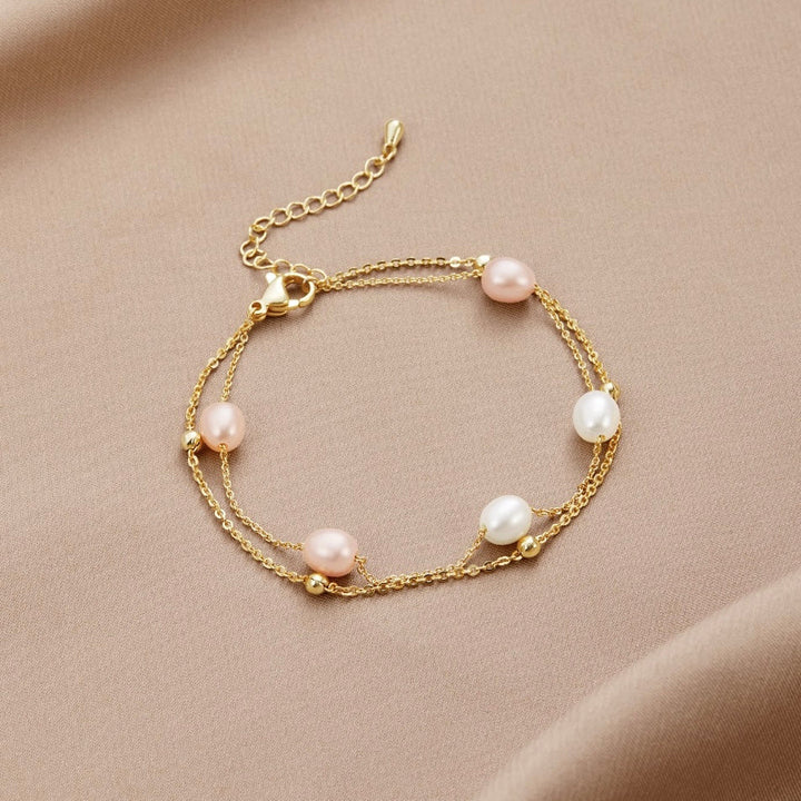 Bracelet en couches de perles d’eau douce