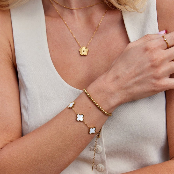 Bracelet trèfle blanc